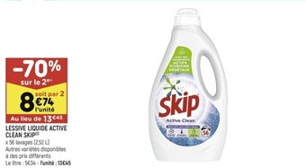 Leader Price LESSIVE LIQUIDE ACTIVE CLEAN SKIP(¹) offre