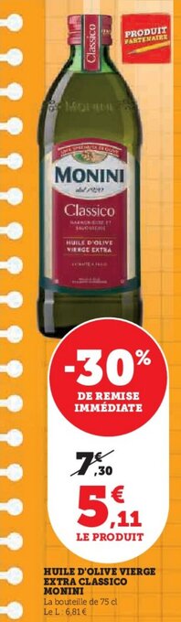 U Express HUILE D'OLIVE VIERGE EXTRA CLASSICO MONINI offre