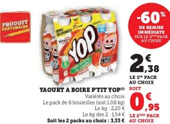 U Express YAOURT A BOIRE P'TIT YOP offre
