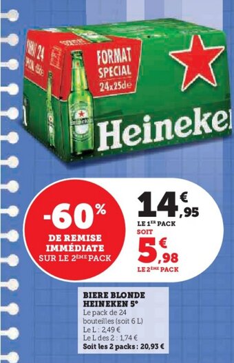 U Express BIERE BLONDE HEINEKEN 5° offre