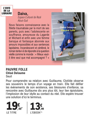 E.Leclerc PAUVRE FOLLE Chloé Delaume offre