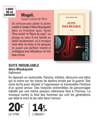 SUITE INOUBLIABLE Akira Mizubayashi Gallimard