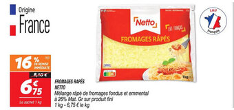 Netto FROMAGES RAPÉS NETTO offre