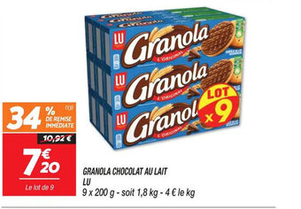 Netto GRANOLA CHOCOLAT AU LAIT LU offre