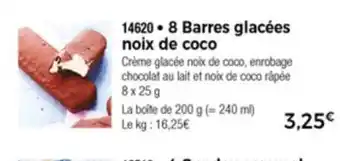 Thiriet 8 Barres glacées noix de coco offre
