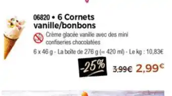 Thiriet 6 Cornets vanille/bonbons offre