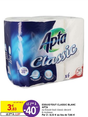 Intermarché ESSUIE-TOUT CLASSIC BLANC APTA offre