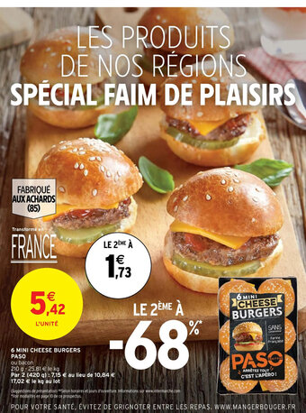 Intermarché 6 MINI CHEESE BURGERS PASO offre