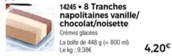 8 Tranches Napolitaines Vanille/ Chocolat / Noisette
