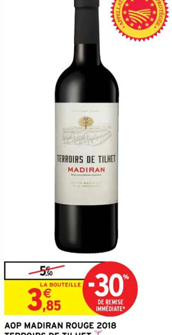 Intermarché AOP MADIRAN ROUGE 2018 TERROIRS DE TILHET offre