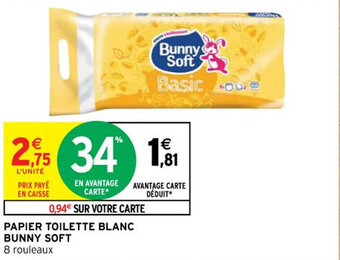 Intermarché PAPIER TOILETTE BLANC BUNNY SOFT offre