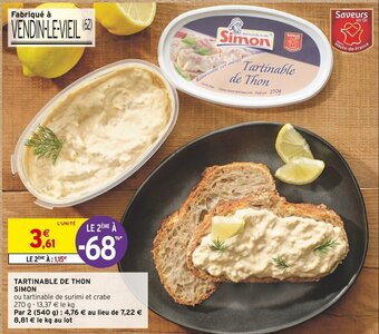 Intermarché TARTINABLE DE THON SIMON offre