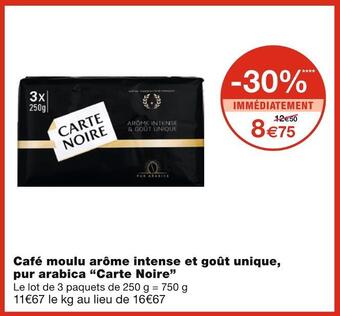 Monoprix Carte noire café moulu arôme intense et goût unique, pur arabica offre