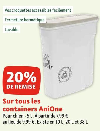 Maxi Zoo Anione 20% de remise sur tous les containers anione offre