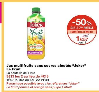 Monoprix Joker le fruit jus multifruits sans sucres ajoutés offre