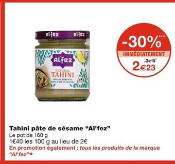 Monoprix Al'fez tahini pâte de sésame offre