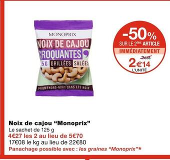 Monoprix Monoprix noix de cajou offre