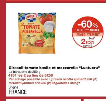 Lustucru girasoli tomate basilc et mozzarella