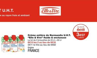 Monoprix Elle & vire crème entière de normandie u.h.t. fluide & onctueuse offre