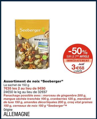 Monoprix Seeberger assortiment de noix offre