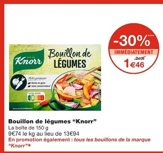 Promo Knorr bouillon de légumes chez Monoprix