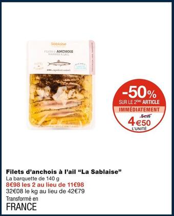 Monoprix La sablaise filets d’anchois à l’ail offre