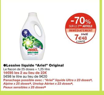 Monoprix Ariel ●lessive liquide original offre