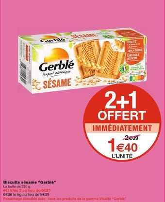 Monoprix Gerblé biscuits sésame offre