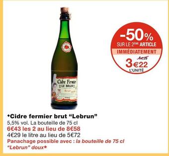 Monoprix Lebrun cidre fermier brut offre