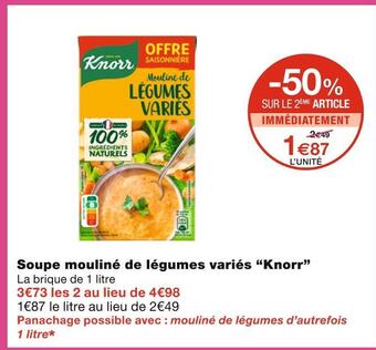 Monoprix Knorr soupe mouliné de légumes variés offre
