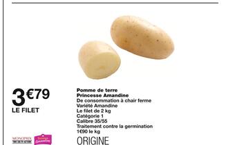 Monoprix Princesse amandine pomme de terre offre