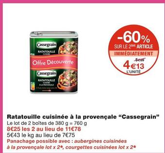 Monoprix Cassegrain ratatouille cuisinée à la provençale offre