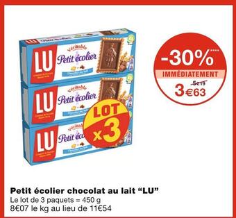 Monoprix Lu petit écolier chocolat au lait offre