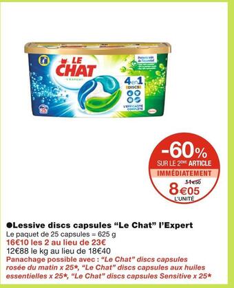 Monoprix Le chat lessive discs capsules l’expert offre