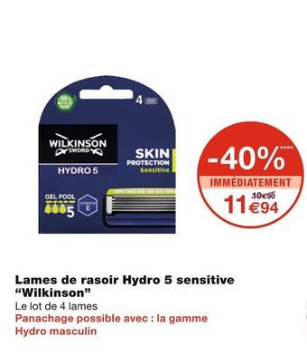Monoprix Wilkinson lames de rasoir hydro 5 sensitive offre
