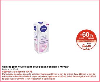 Monoprix Nivea soin de jour nourrissant pour peaux sensibles offre