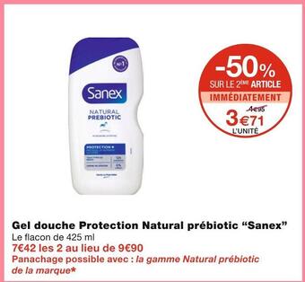 Monoprix Sanex gel douche protection natural prébiotic offre