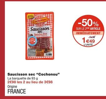 Monoprix Cochonou saucisson sec offre