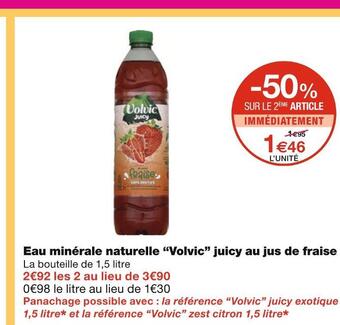 Monoprix Volvic eau minérale naturelle juicy au jus de fraise offre
