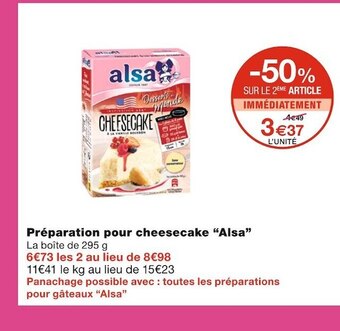 Monoprix Alsa préparation pour cheesecake offre