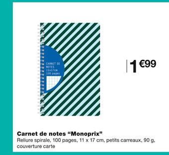 Monoprix carnet de notes