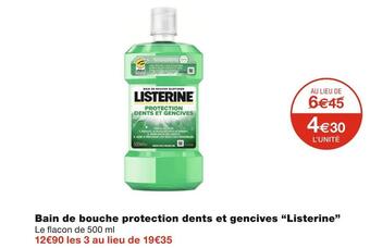 Monoprix Listerine bain de bouche protection dents et gencives offre