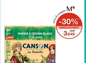 Monoprix Canson pochette de papier à dessin offre