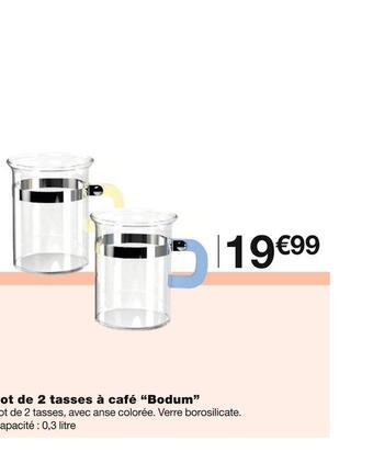 Monoprix Bodum lot de 2 tasses à café offre