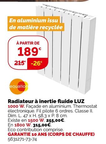 Equation radiateur Ă inertie fluide luz