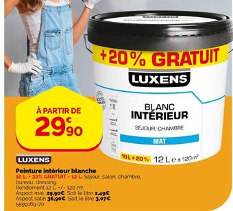 Weldom Luxens peinture intérieur blanche offre
