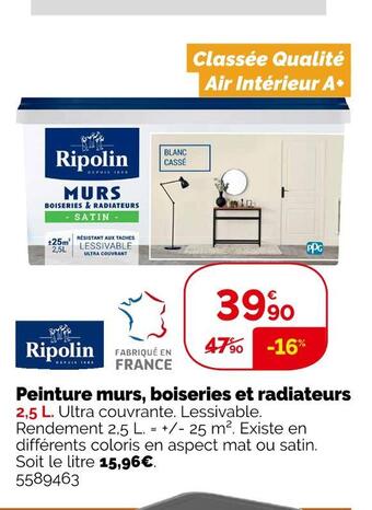 Weldom Ripolin peinture murs, boiseries et radiateurs offre