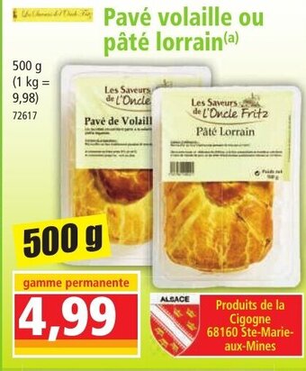Norma RAYON FRAIS Pavé volaille ou pâté lorrain offre