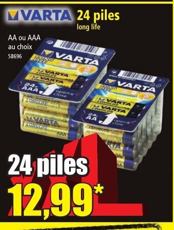 Norma VARTA 24 piles offre