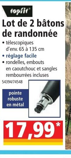 Norma Lot de 2 bâtons de randonnée offre